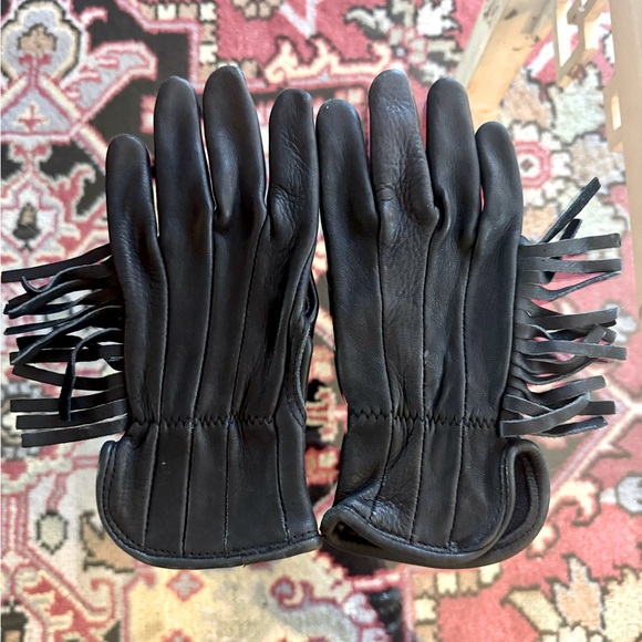 Cadet Accessories - Vintage Deerskin Fringed Gloves by Cadet. Size 8-Small Black. Never worn